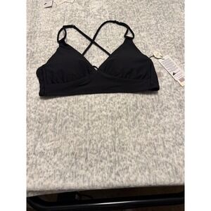 CALIA Women's Swim Top Pure Black Crisscross‎ Back Bikini Bralette Medium NWT